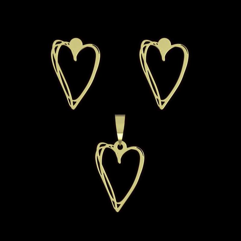 نیم ست طلا 18 عیار زنانه مدوپد مدل قلب کد NA17811