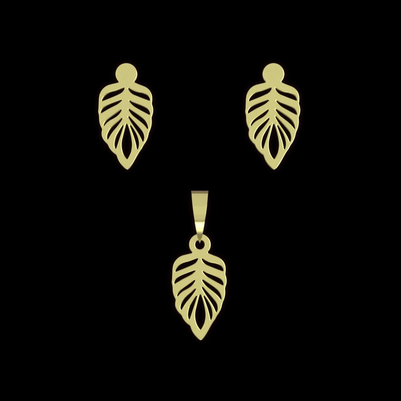 نیم ست طلا 18 عیار زنانه مدوپد مدل برگ کد NA10711