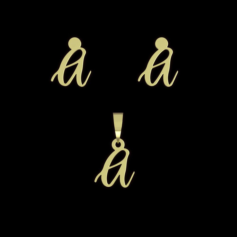 نیم ست طلا 18 عیار زنانه مدوپد مدل حرف a کد NA10849