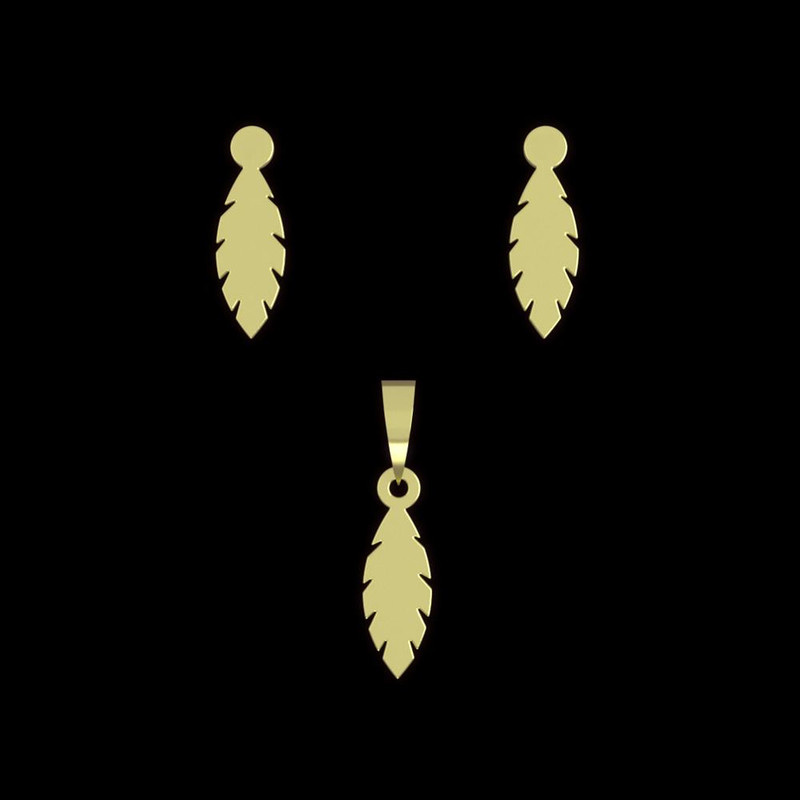 نیم ست طلا 18 عیار زنانه مدوپد مدل برگ کد NA10898