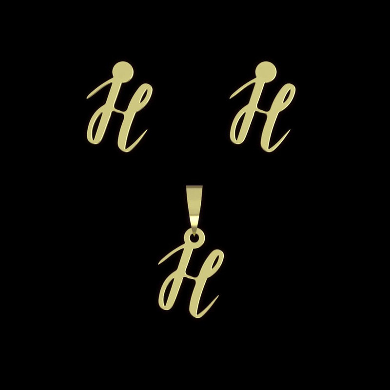 نیم ست طلا 18 عیار زنانه مدوپد مدل حرف h کد NA10942