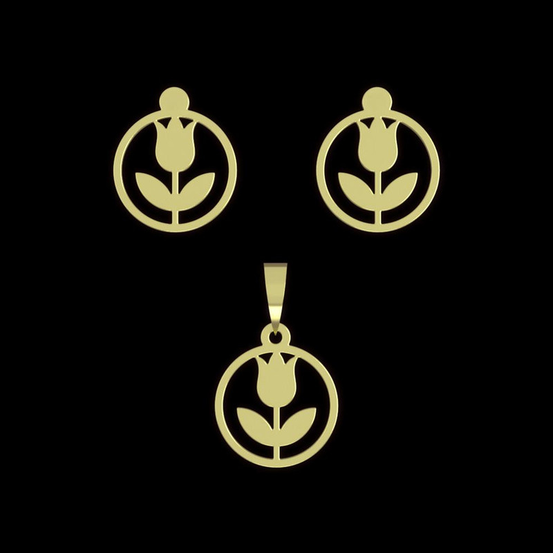 نیم ست طلا 18 عیار زنانه مدوپد مدل گل کد NA10990 نیم ست طلا 18 عیار زنانه مدوپد مدل گل کد NA10990