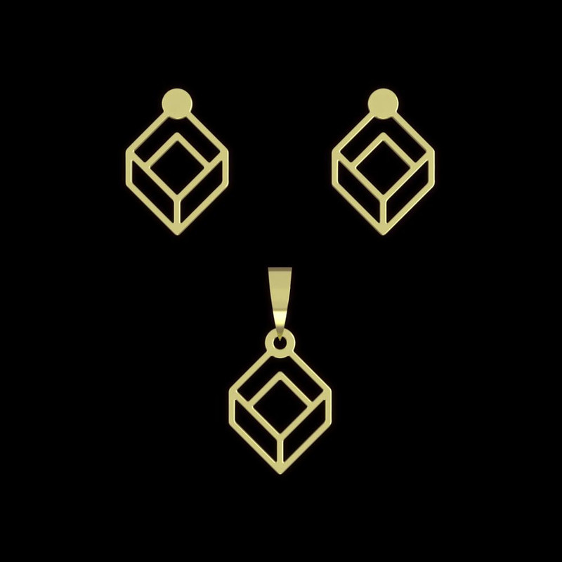 نیم ست طلا 18 عیار زنانه مدوپد مدل مکعب کد NA11016 نیم ست طلا 18 عیار زنانه مدوپد مدل مکعب کد NA11016