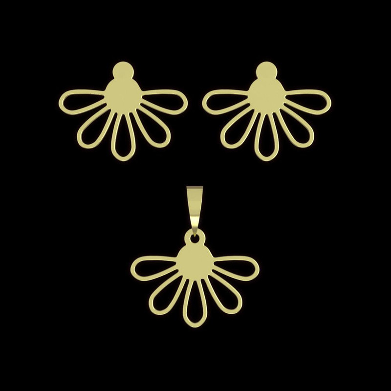 نیم ست طلا 18 عیار زنانه مدوپد مدل گل کد NA11022 نیم ست طلا 18 عیار زنانه مدوپد مدل گل کد NA11022