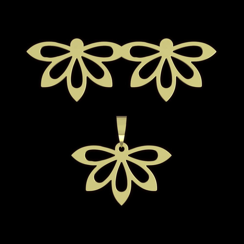 نیم ست طلا 18 عیار زنانه مدوپد مدل گل کد NA11068 نیم ست طلا 18 عیار زنانه مدوپد مدل گل کد NA11068