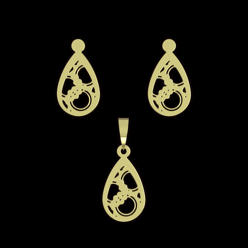 نیم ست طلا 18 عیار زنانه مدوپد مدل اشک کد NA11087 نیم ست طلا 18 عیار زنانه مدوپد مدل اشک کد NA11087