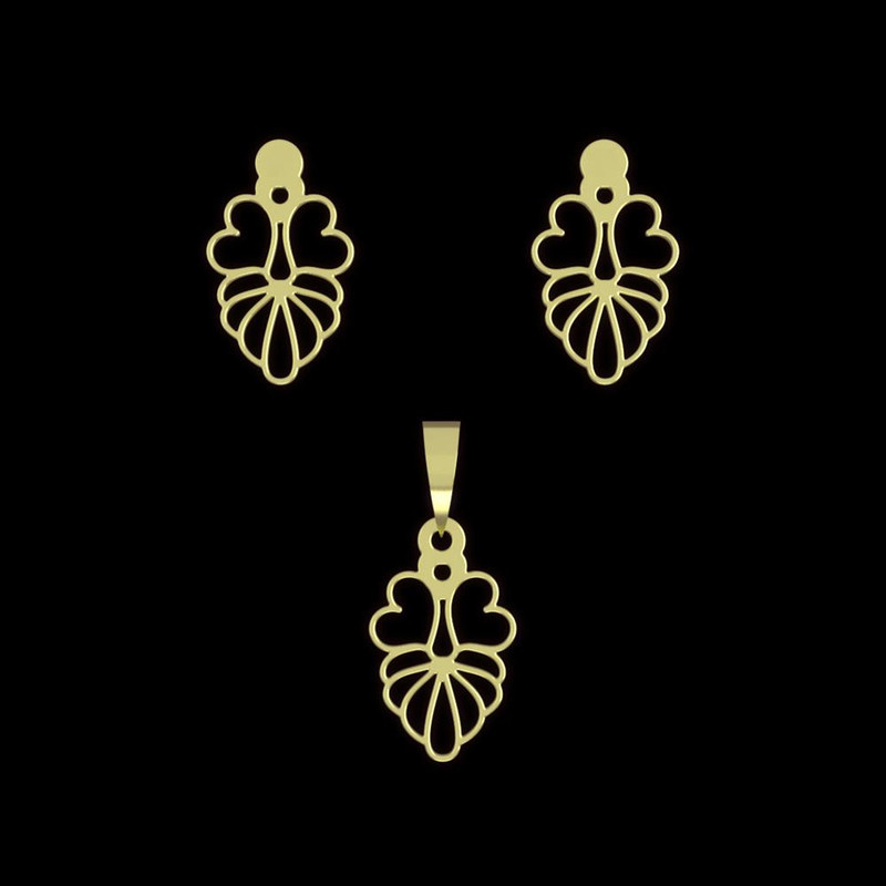 نیم ست طلا 18 عیار زنانه مدوپد مدل هندسی کد NA11145