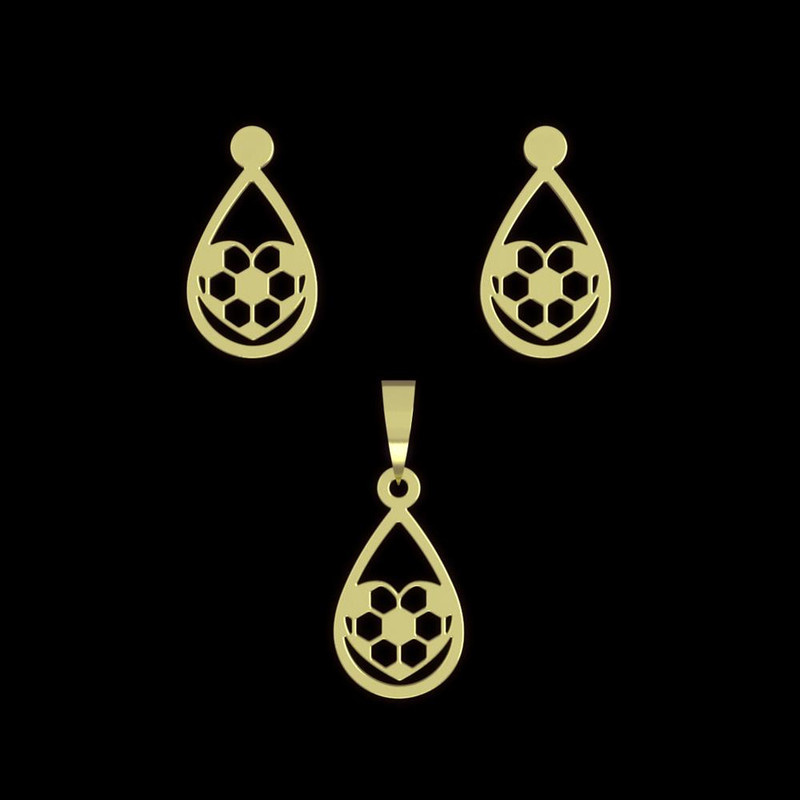 نیم ست طلا 18 عیار زنانه مدوپد مدل قلب فوتبالی کد NA11163