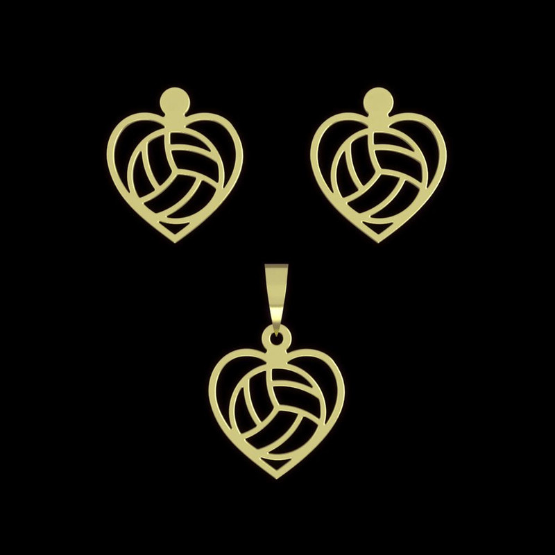 نیم ست طلا 18 عیار زنانه مدوپد مدل قلب و توپ بسکتبال کد NA11171