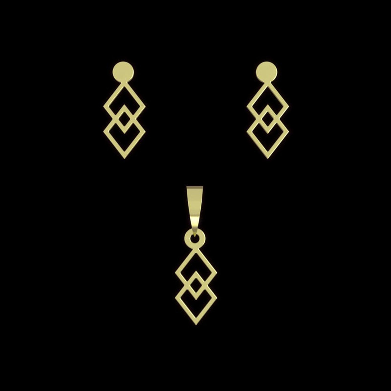 نیم ست طلا 18 عیار زنانه مدوپد مدل دو لوزی کد NA11195 نیم ست طلا 18 عیار زنانه مدوپد مدل دو لوزی کد NA11195