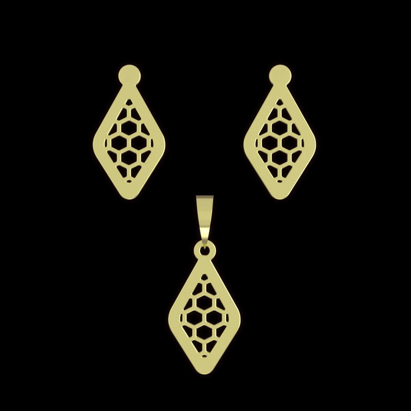 نیم ست طلا 18 عیار زنانه مدوپد مدل لوزی کد NA11269 نیم ست طلا 18 عیار زنانه مدوپد مدل لوزی کد NA11269