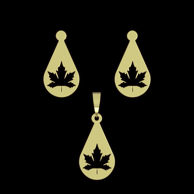 نیم ست طلا 18 عیار زنانه مدوپد مدل برگ کد NA11283