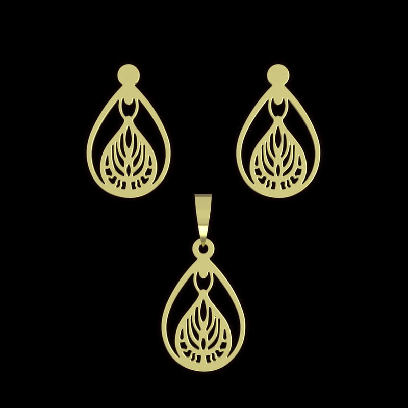 نیم ست طلا 18 عیار زنانه مدوپد مدل هندسی کد NA11361