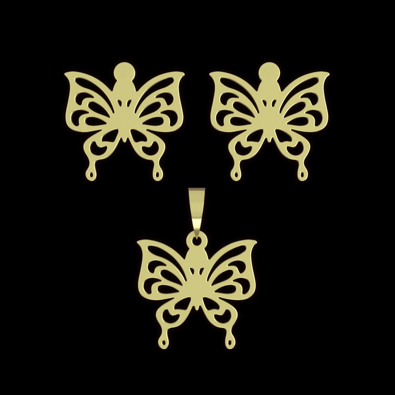 نیم ست طلا 18 عیار زنانه مدوپد مدل پروانه کد NA11397