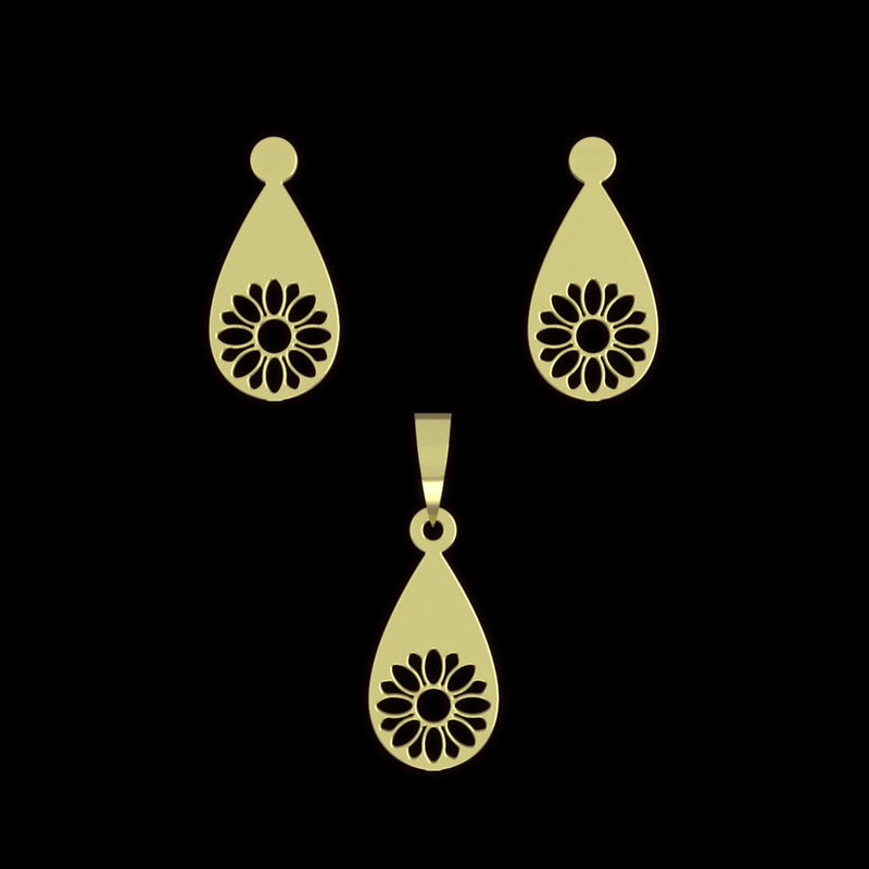 نیم ست طلا 18 عیار زنانه مدوپد مدل گل کد NA11456 نیم ست طلا 18 عیار زنانه مدوپد مدل گل کد NA11456