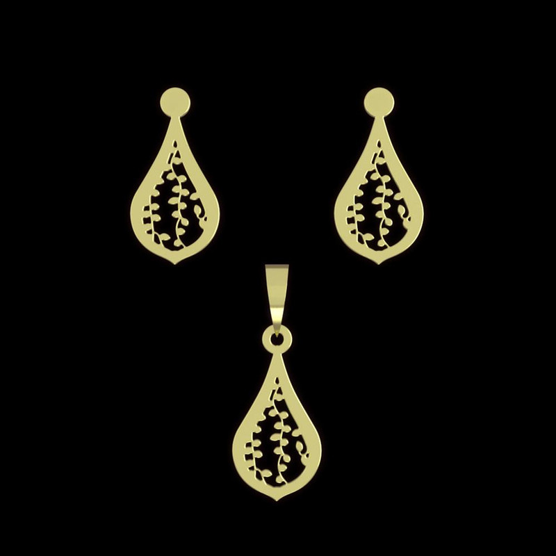 نیم ست طلا 18 عیار زنانه مدوپد مدل اشک کد NA11489