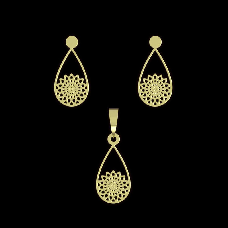 نیم ست طلا 18 عیار زنانه مدوپد مدل گل کد NA11507 نیم ست طلا 18 عیار زنانه مدوپد مدل گل کد NA11507