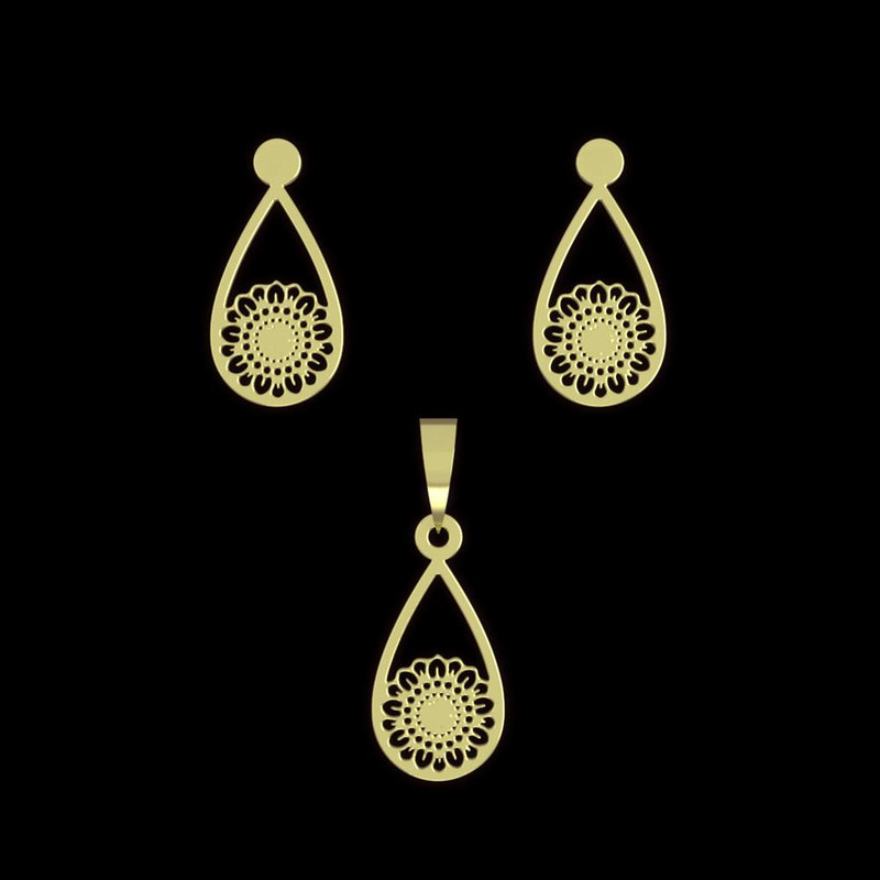 نیم ست طلا 18 عیار زنانه مدوپد مدل گل کد NA11521 نیم ست طلا 18 عیار زنانه مدوپد مدل گل کد NA11521