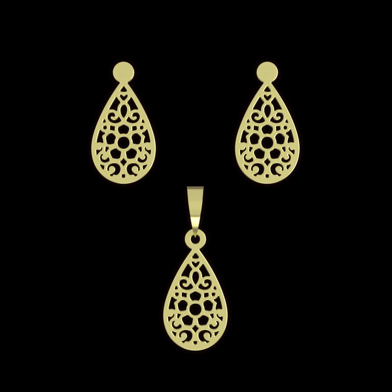 نیم ست طلا 18 عیار زنانه مدوپد مدل اشک کد NA11522 نیم ست طلا 18 عیار زنانه مدوپد مدل اشک کد NA11522