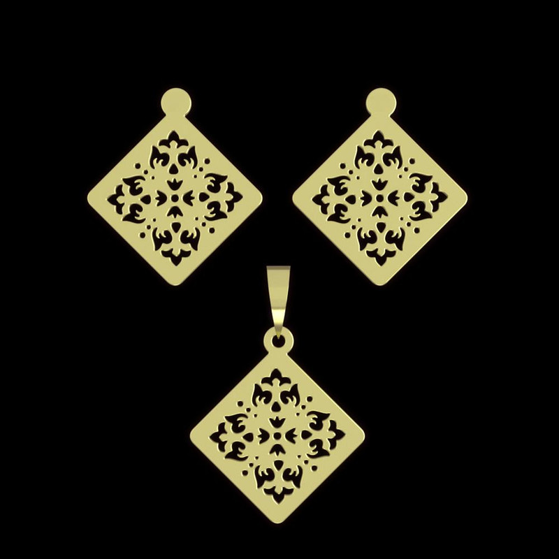 نیم ست طلا 18 عیار زنانه مدوپد مدل لوزی کد NA11523 نیم ست طلا 18 عیار زنانه مدوپد مدل لوزی کد NA11523