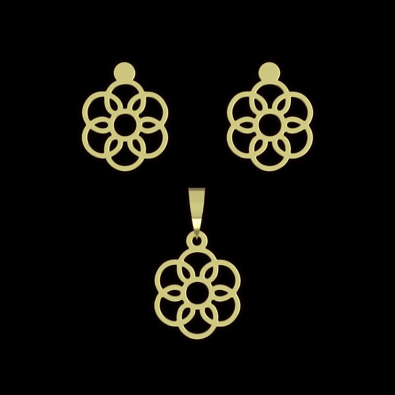 نیم ست طلا 18 عیار زنانه مدوپد مدل گل کد NA11543 نیم ست طلا 18 عیار زنانه مدوپد مدل گل کد NA11543