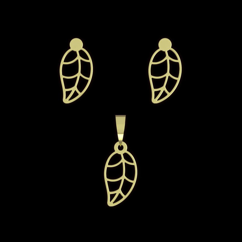 نیم ست طلا 18 عیار زنانه مدوپد مدل برگ کد NA11608 نیم ست طلا 18 عیار زنانه مدوپد مدل برگ کد NA11608