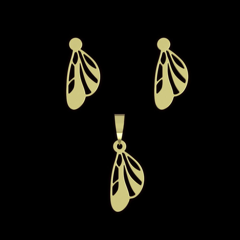 نیم ست طلا 18 عیار زنانه مدوپد مدل بال پروانه کد NA11620