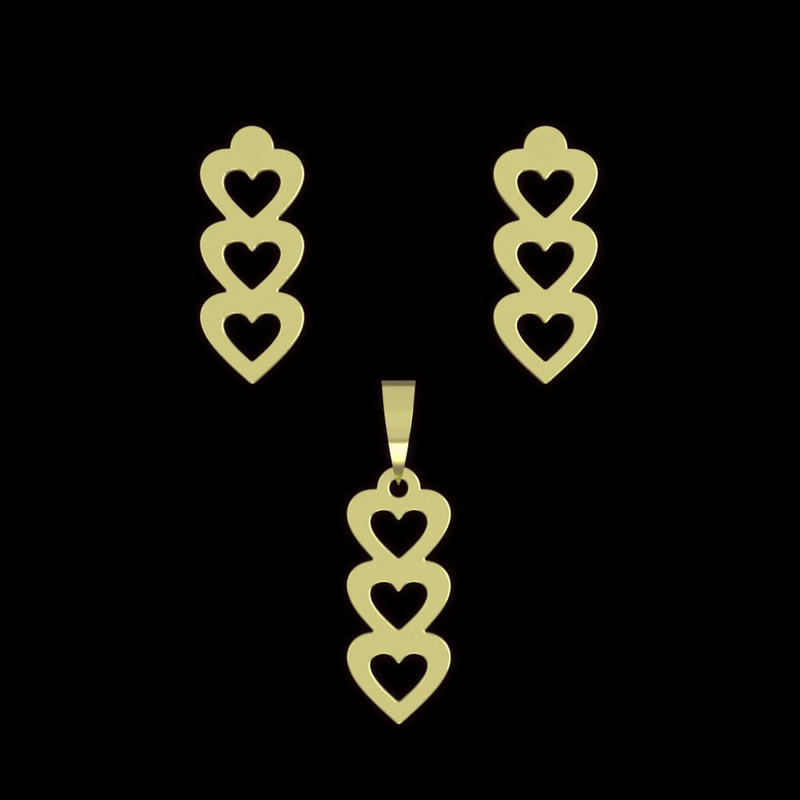 نیم ست طلا 18 عیار زنانه مدوپد مدل سه قلب کد NA11713 نیم ست طلا 18 عیار زنانه مدوپد مدل سه قلب کد NA11713