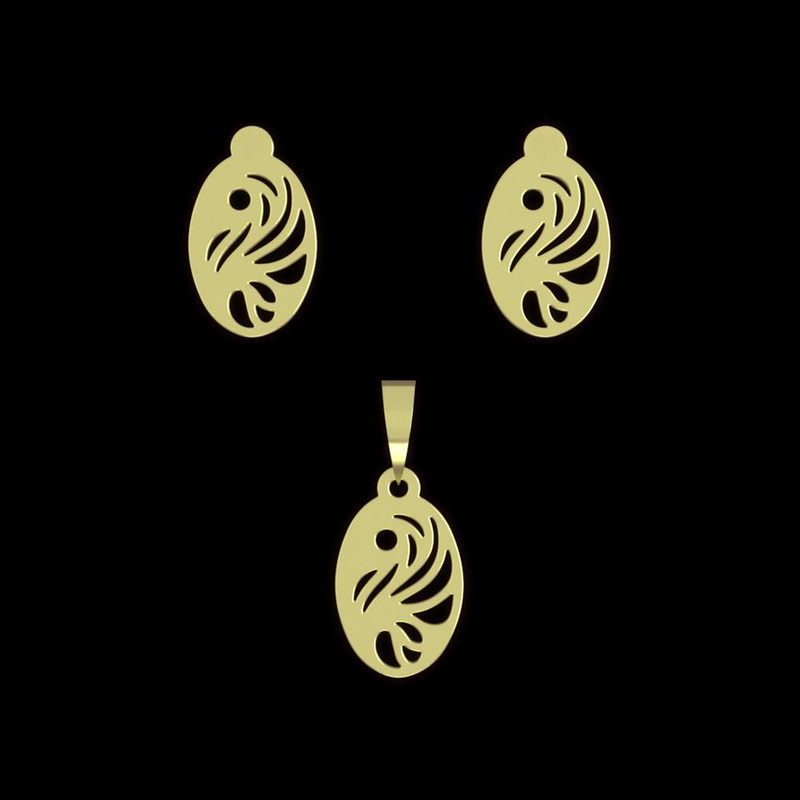 نیم ست طلا 18 عیار زنانه مدوپد مدل هندسی کد NA11774