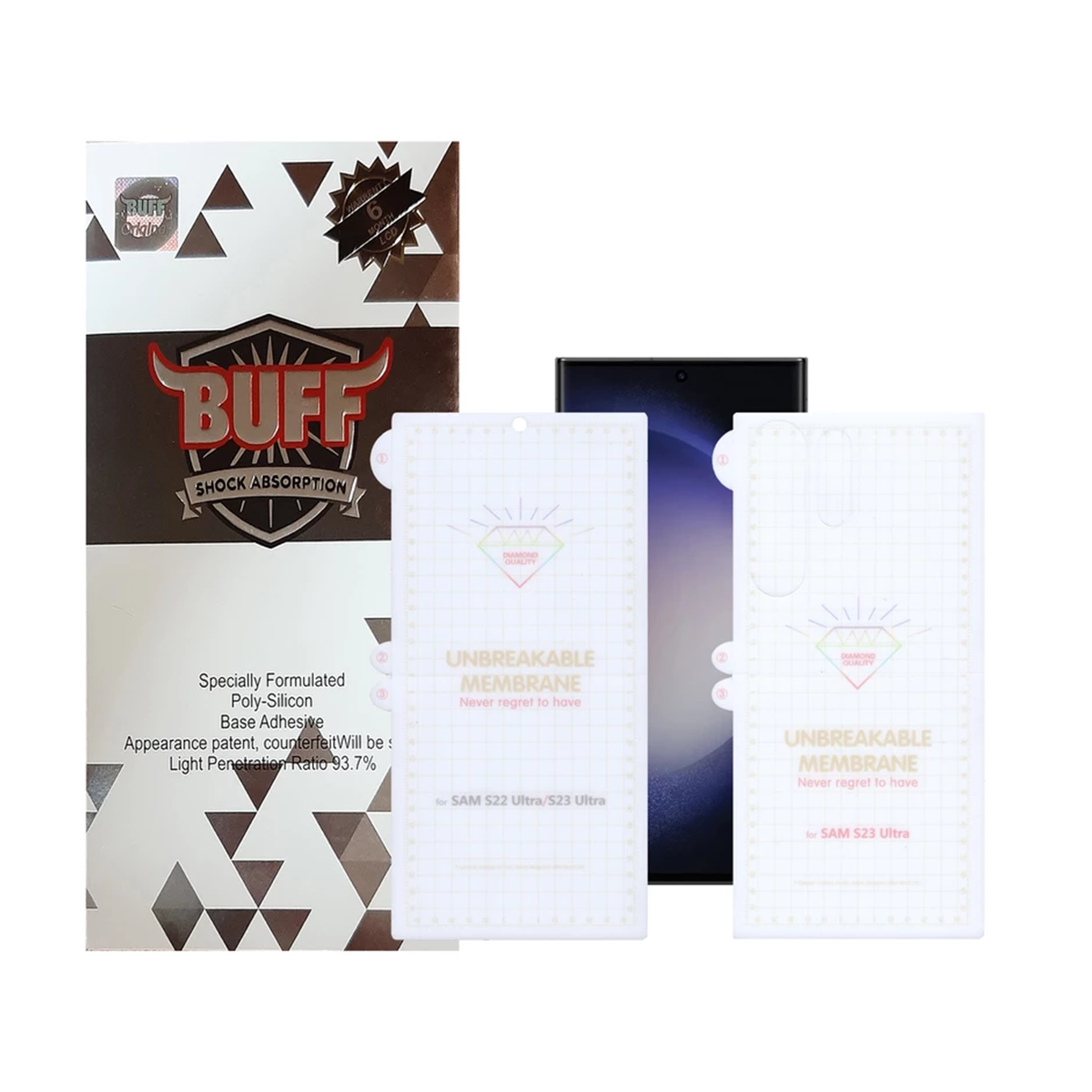 گلس گوشی سامسونگ Galaxy S23 Ultra بوف Hydrogel به همراه محافظ پشت گوشی گلس گوشی سامسونگ Galaxy S23 Ultra بوف Hydrogel به همراه محافظ پشت گوشی