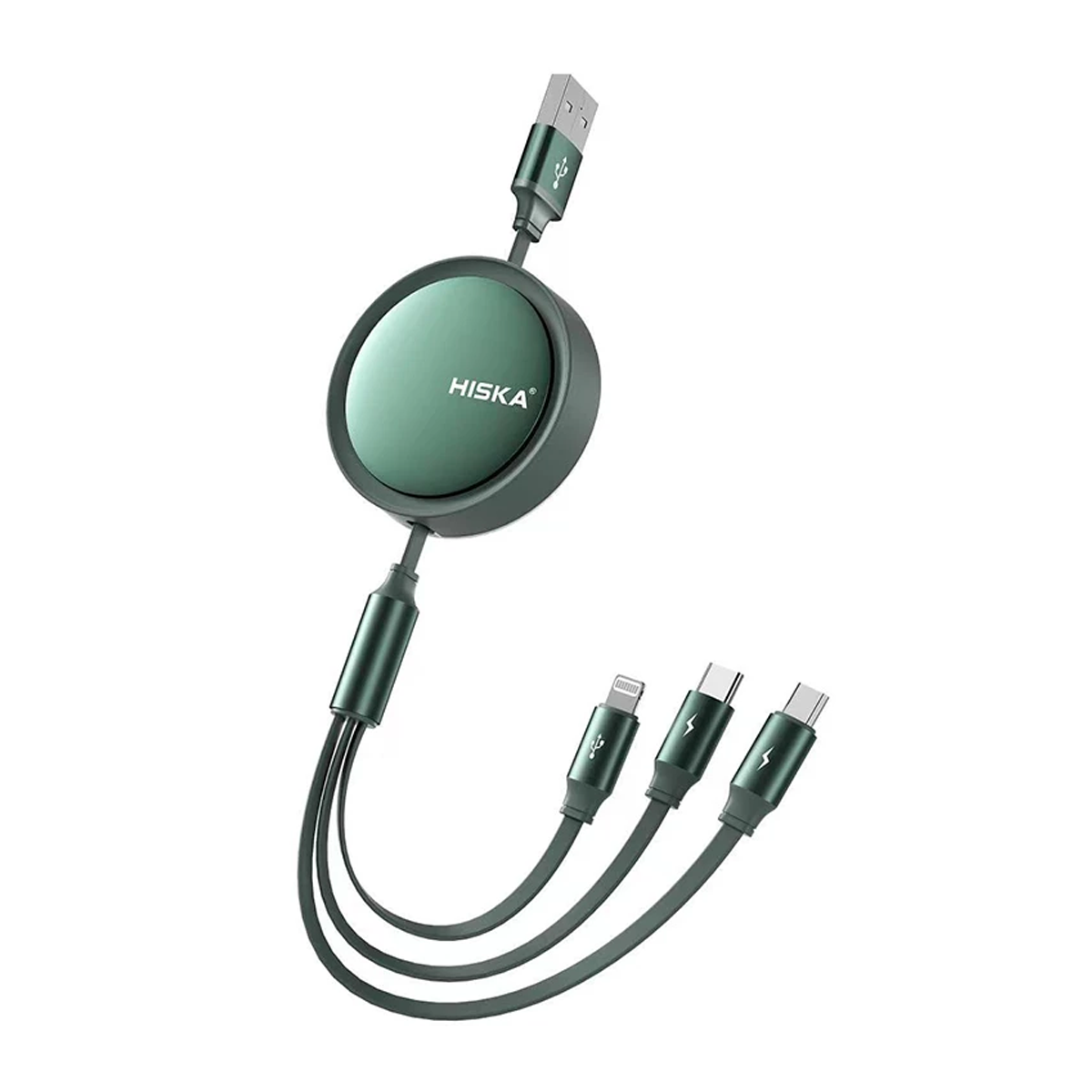 کابل USB به لایتنینگ / USB-C / MicroUSB هیسکا مدل LX-10 طول 1.2 متر-سبز کابل USB به لایتنینگ / USB-C / MicroUSB هیسکا مدل LX-10 طول 1.2 متر-سبز