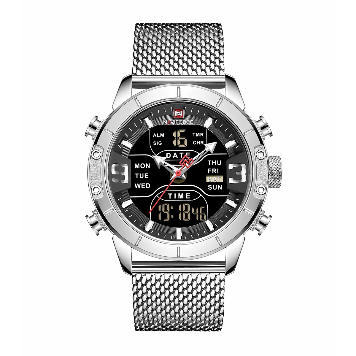 ساعت عقربه ای نیوی فورس مردانه مدل NF9153-نقرهای ساعت عقربه ای نیوی فورس مردانه مدل NF9153-نقرهای