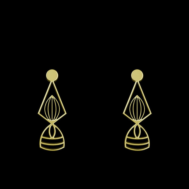 گوشواره طلا 18 عیار زنانه مدوپد مدل هندسی کد GA1-10102