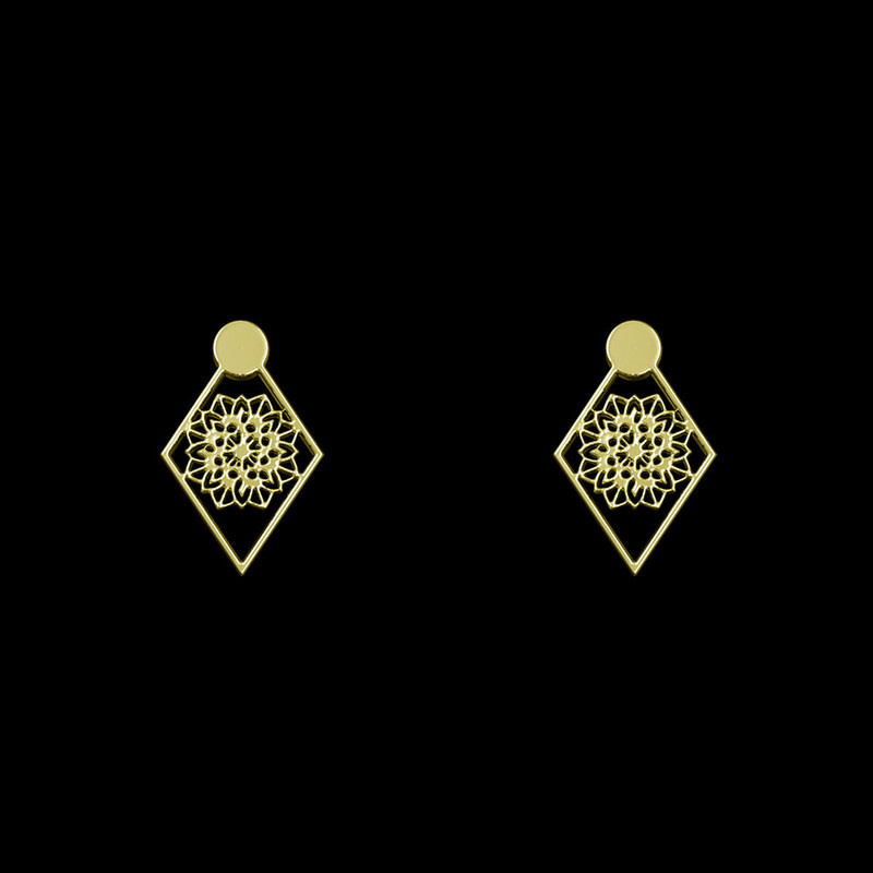 گوشواره طلا 18 عیار زنانه مدوپد مدل لوزی اسلیمی کد GA1-10267 گوشواره طلا 18 عیار زنانه مدوپد مدل لوزی اسلیمی کد GA1-10267