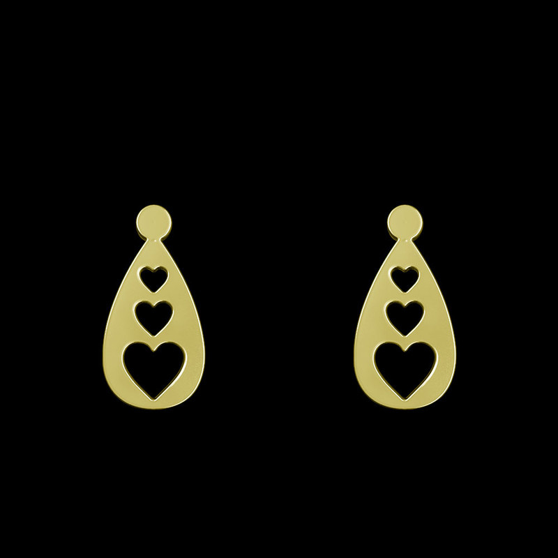 گوشواره طلا 18 عیار زنانه مدوپد مدل اشک و قلب کد GA1-10750