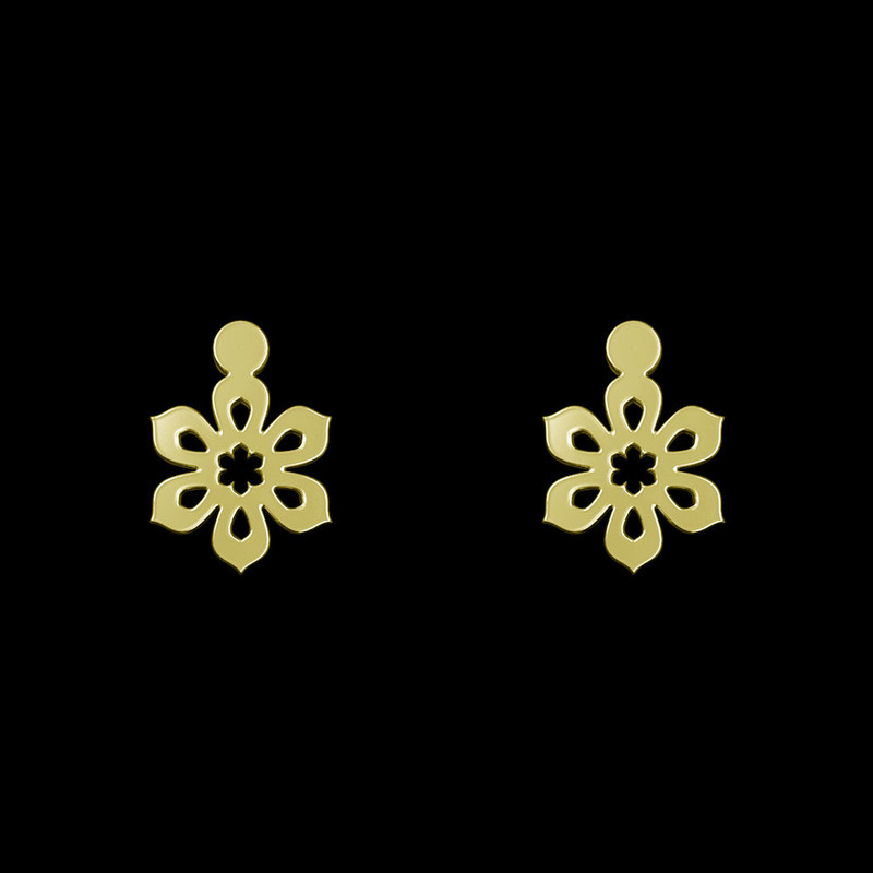 گوشواره طلا 18 عیار زنانه مدوپد مدل گل کد GA1-10897