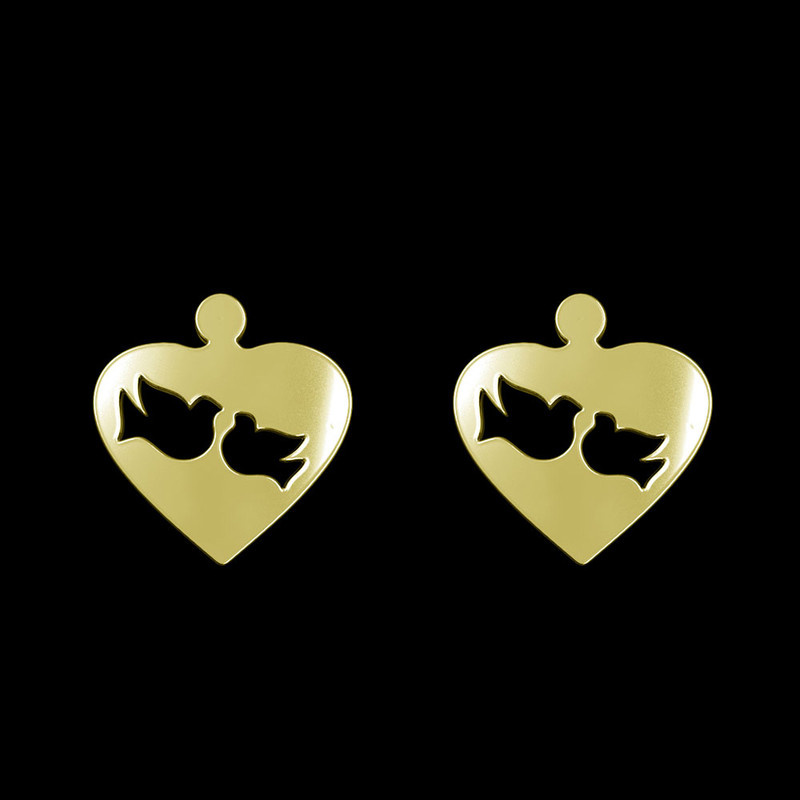 گوشواره طلا 18 عیار زنانه مدوپد مدل قلب و پرنده کد GA1-11018