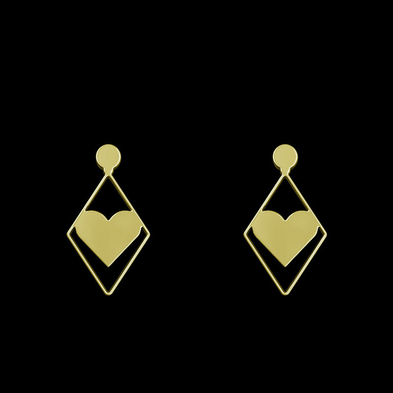 گوشواره طلا 18 عیار زنانه مدوپد مدل لوزی و قلب کد GA1-11039 گوشواره طلا 18 عیار زنانه مدوپد مدل لوزی و قلب کد GA1-11039