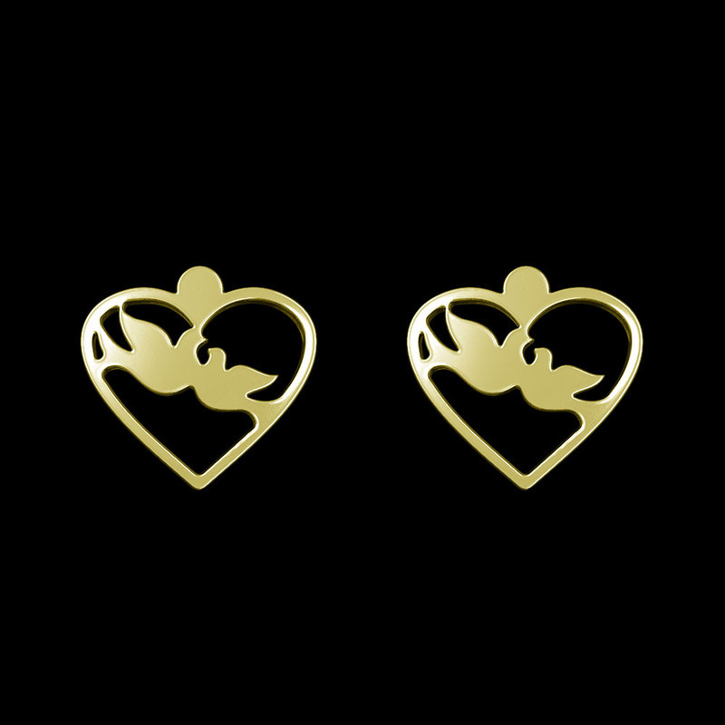 گوشواره طلا 18 عیار زنانه مدوپد مدل قلب و پرنده کد GA1-11048 گوشواره طلا 18 عیار زنانه مدوپد مدل قلب و پرنده کد GA1-11048