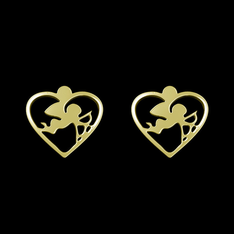 گوشواره طلا 18 عیار زنانه مدوپد مدل قلب و فرشته کد GA1-11063 گوشواره طلا 18 عیار زنانه مدوپد مدل قلب و فرشته کد GA1-11063