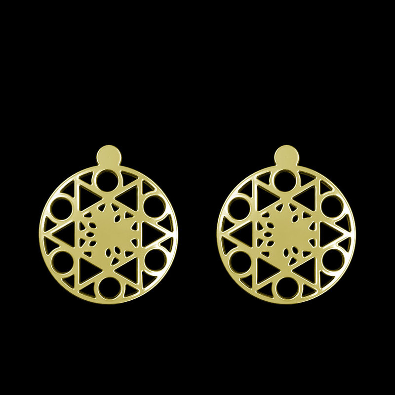 گوشواره طلا 18 عیار زنانه مدوپد مدل دایره اسلیمی کد GA1-11374