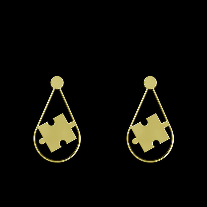 گوشواره طلا 18 عیار زنانه مدوپد مدل پازل کد GA1-11393