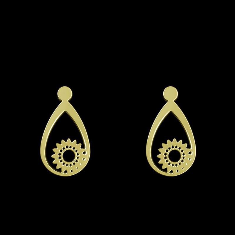 گوشواره طلا 18 عیار زنانه مدوپد مدل اشک و گل کد GA1-11735