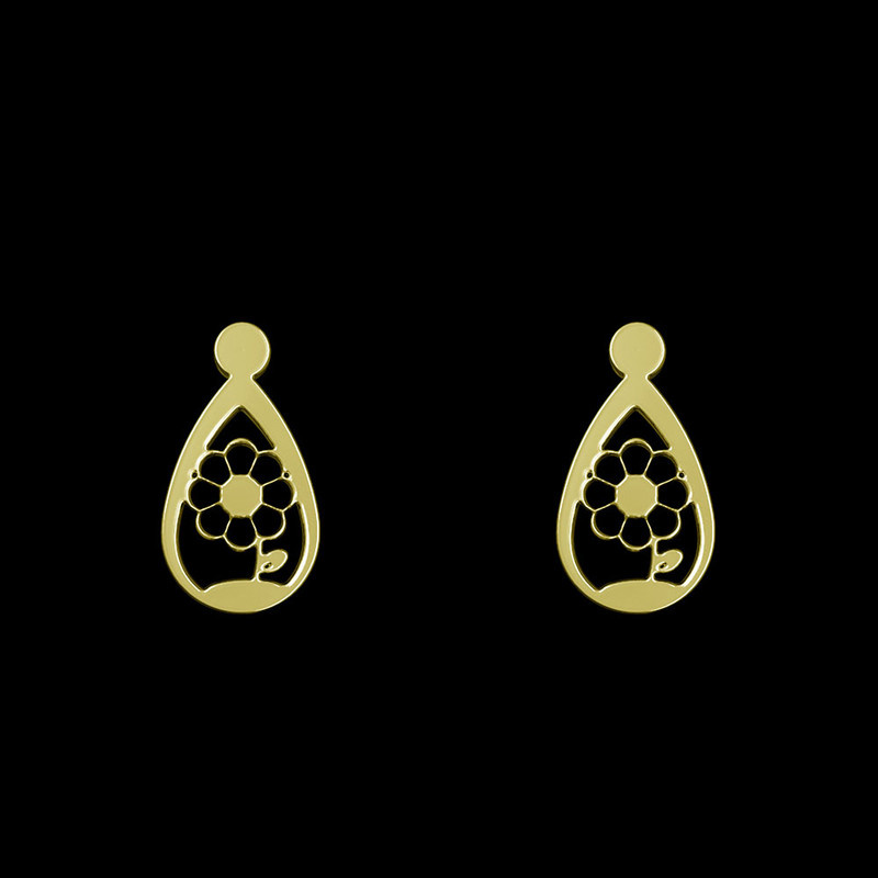 گوشواره طلا 18 عیار زنانه مدوپد مدل گل کد GA1-11749