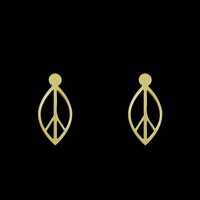 گوشواره طلا 18 عیار زنانه مدوپد مدل برگ کد GA1-11968