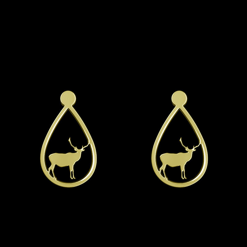 گوشواره طلا 18 عیار زنانه مدوپد مدل گوزن کد GA1-12235