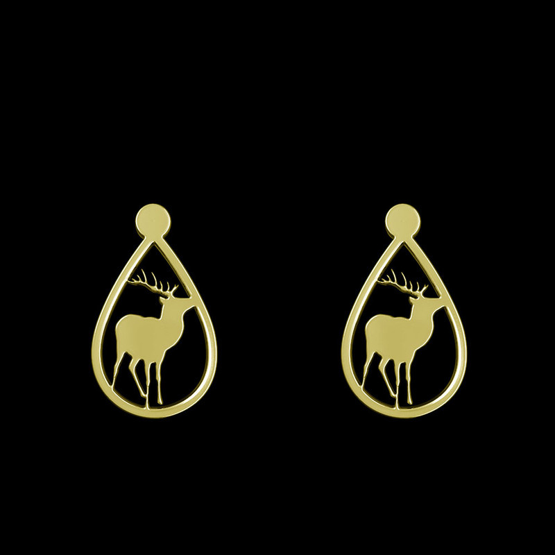 گوشواره طلا 18 عیار زنانه مدوپد مدل گوزن کد GA1-12275