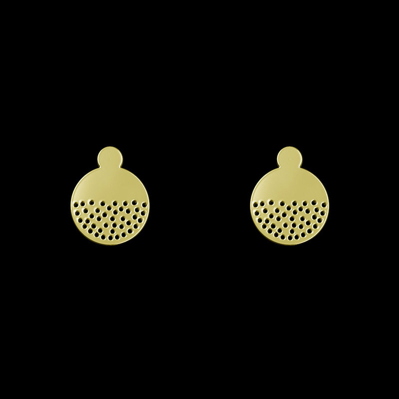 گوشواره طلا 18 عیار زنانه مدوپد مدل دایره خال خال کد GA1-12645