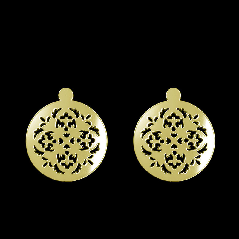 گوشواره طلا 18 عیار زنانه مدوپد مدل دایره و گل کد GA1-12808