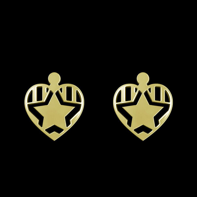 گوشواره طلا 18 عیار زنانه مدوپد مدل قلب و ستاره کد GA1-13080